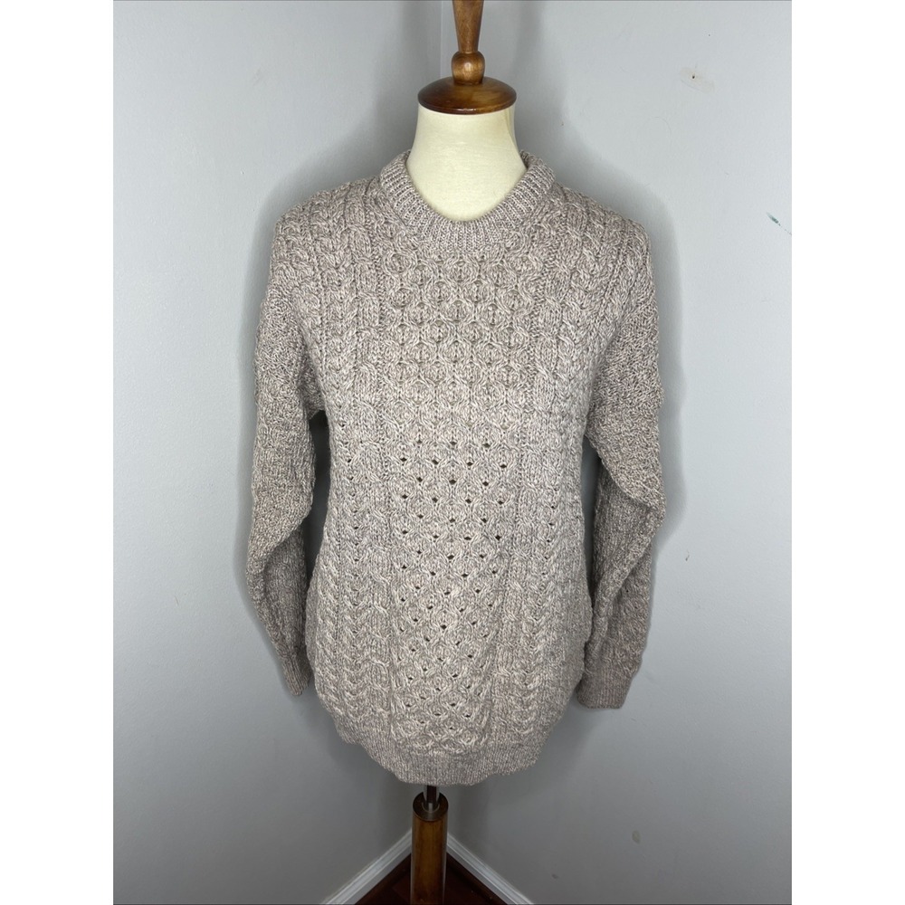 New‎ Womens Aran Craft Merino Aran Crewneck Sweater in Wicker Small